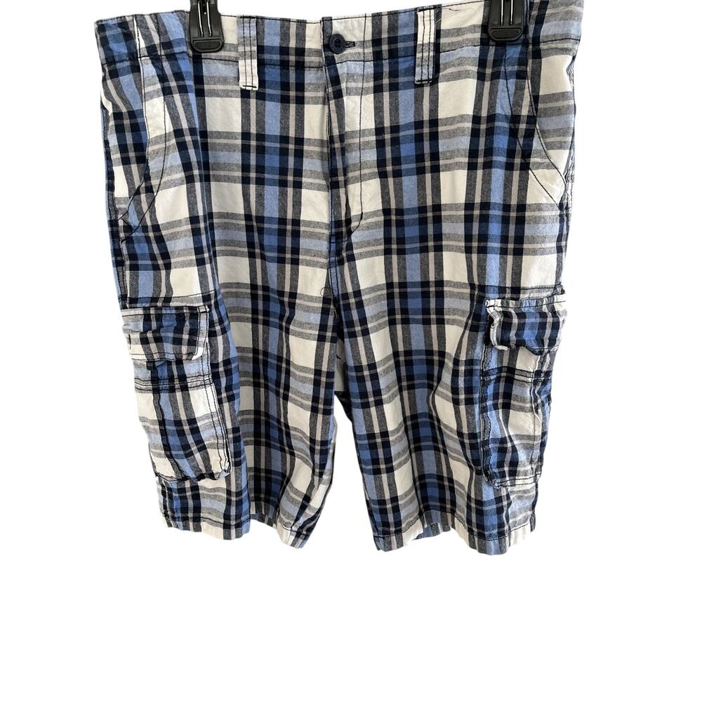 Beverly Hills Polo Club Mens 36 Cargo Shorts Cotton Plaid Golf Resort Preppy